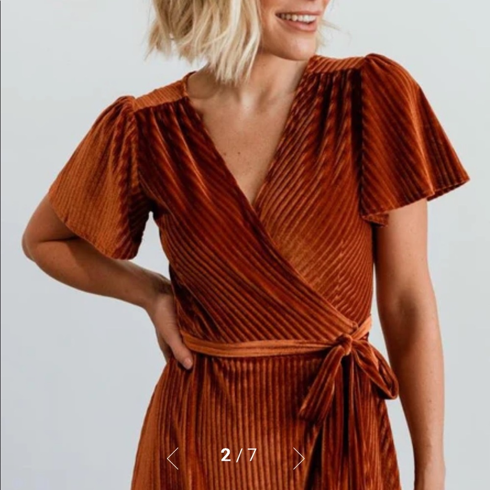 Baltic born copper Andi ribbed velvet wrap dress size medium NWT